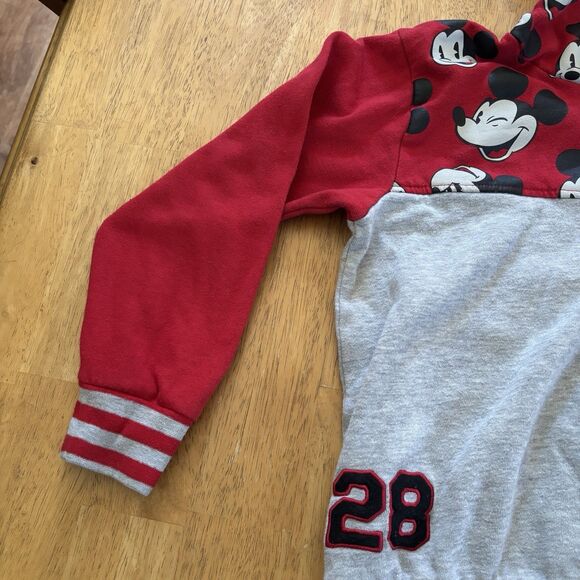 Kids Disney Mickey Mouse Hoodie Size‎ 7/8 Red Grey Comfy Outdoors Theme Park Fun - Picture 5 of 14